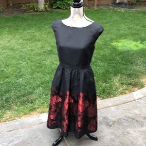 Cynthia Steefe Black Metallic Red Floral Dress -6